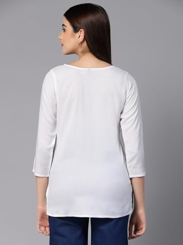 Image of QAZMI Women's Cotton Embroidered Regular Kurta