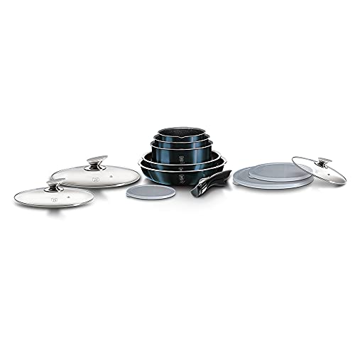 Best Berlinger Haus Cookware Set 8 Berlinger Haus Kitchen Cookware Set 3-Layer Marble Coating with Ergonomic Soft - Touch Handle Turbo Induction Based Elegant Design & Eco Friendly PFOA