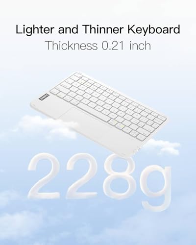 Inateck Bluetooth Keyboard with Touchpad, Ultra Slim and Portable Wireless QWERTY Keyboard, Compatible with Windows and iPad OS, KB01105,White - Image 3