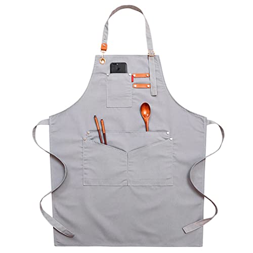 FYYYY Delantal Cocina, Delantal De Lona para Hombres Y Mujeres con Bolsillos con Tirantes Halter, Delantales De Cocina…