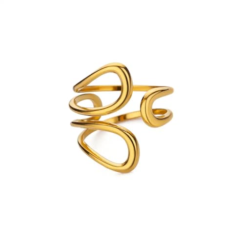 Bagues pour femmes et hommes anneau géométrique empilable couleur or pour style quotidien
