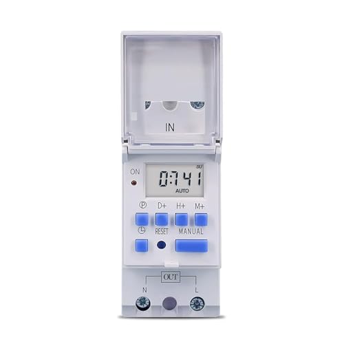 Image of amiciSmart 4-in-1 Digital Timer Switch Relay | 7-Day Programmable, Countdown, Pulse & Cycle Timer | DIN Rail Mount, (30A,220VAC)