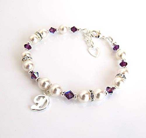 Birthstone Jewelry Bracelet For Girls And Women, Choice Of Birth Month Charms And Sizes, Sterling Silver Initial Charm Bracelet, Custom Personalized Bracelets For Girls, Handmade Jewelry #TOP5