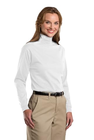 Kaynee, Long Sleeve Turtleneck Shirt, White, Adult - Small