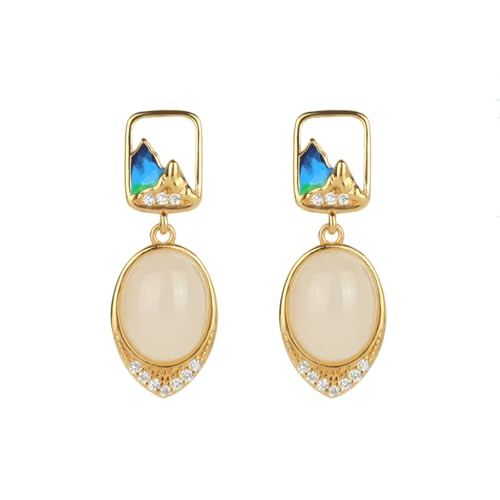 Boucles d'oreilles jade de Hetian émail coloré pendantes pour femmes et filles