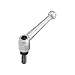 Kipp 06430-4A53X40 Zinc/Steel Adjustable Handle with 1/2-13" External Thread, Classic Ball Style, Inch, Silver Metallic Powder-Coated Finish, Steel Components, Size 4, 40 mm Screw Length