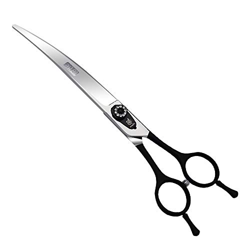 Black Dream Reach 9 Twin Tail Professional Pet Dog Two-way Cutting or Curved Scissors,Made of High-end 9CR Stainless Steel