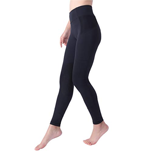 Okay Sports Women's Breathable Horse Riding Tights Knee Patch Grip Equestrian Pants Schooling Riding Breeches (Black-Mesh, XS)