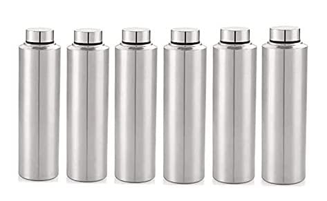 Image of Kalashh Stainless Steel Water Bottle - 500 ML, Fridge Water Bottles, Set of 6, Leak-Proof, Rust-Free Steel Bottle, Easy Grip, Easy to Carry, Travel Bottle - Silver