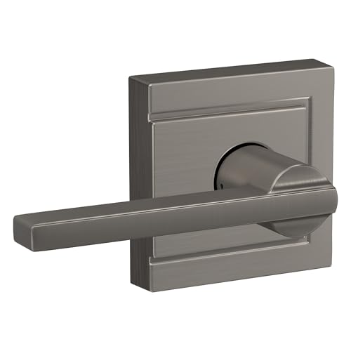 Image of Schlage Latitude Hall /Closet Passage Door Handle, Reversible, Satin Nickel | Hall or closet lever door handle with no lock, Easy to install, Certified durability, Universal fit