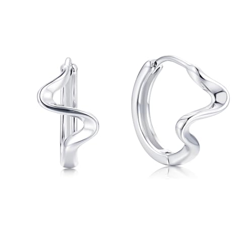 Aretes de aro trenzados de plata de ley 925 ovalados con circonita