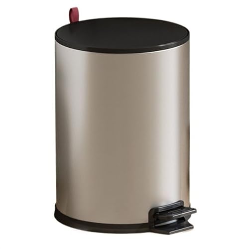 Caneca de basura redonda de acero inoxidable con tapa y pedal, 15 litros miniatura 1