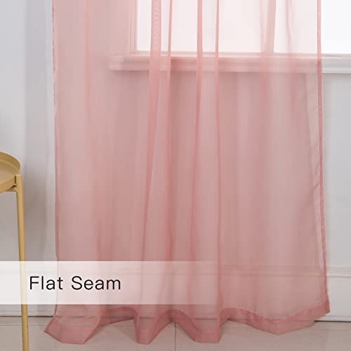 Tony's Collection Blush Sheer Curtains 63 Inch Length 2 Panels, Rod Pocket Voile Elegance Curtains Drapes For Living Room, Bedroom, Kitchen(34X63 Inch, Blush,2 Panels) #TOP4