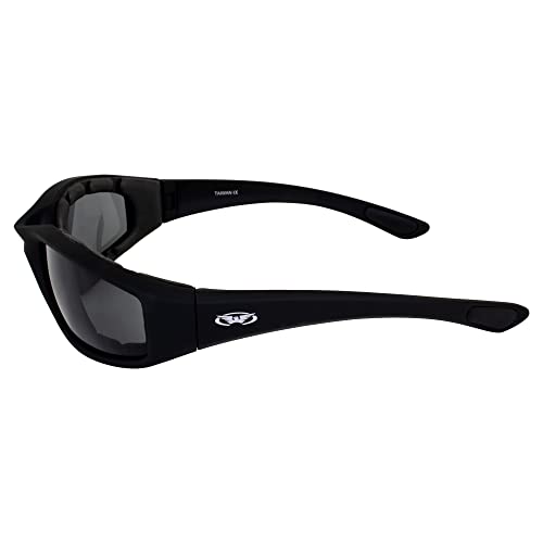 3 Pairs Of Global Vision Kickback Black Foam Padded Motorcycle Riding Sunglasses 1 Clear Lens 1 Smoke Lens And 1 Yellow Lens #TOP6