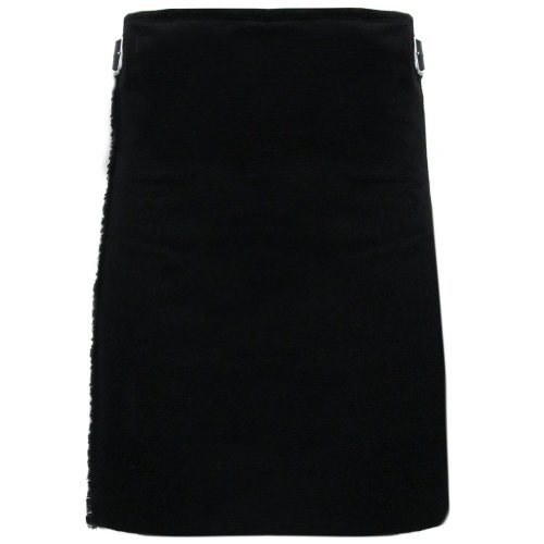Tartanista - Kilt escocés de lujo para hombre - Tartán negro liso - 0,45 kg 7 m - UK30 (76 cm)