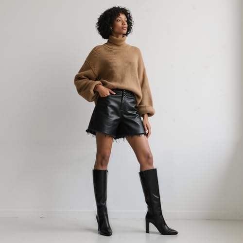 Women Knee High Boots Almond Toe Chunky Block High Heel Side Zipper Long Boots for Women2