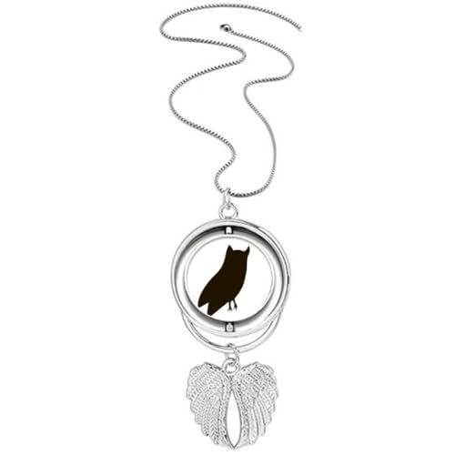 Collier hibou noir ailes d'ange aux détails ciselés et finitions soignées