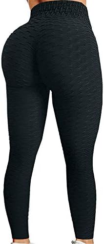 Sinifer Women's High Waisted Yoga Pants Tummy Control Scrunched Booty Leggings Workout Running Butt Lift Textured 4 Way Stretch Ultra Soft Tights(Black XL)