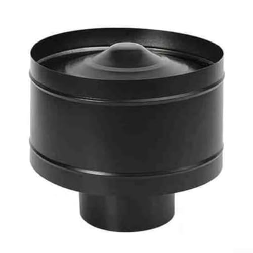 Chapeau de cheminée en acier inoxydable noir avec grille d'aération