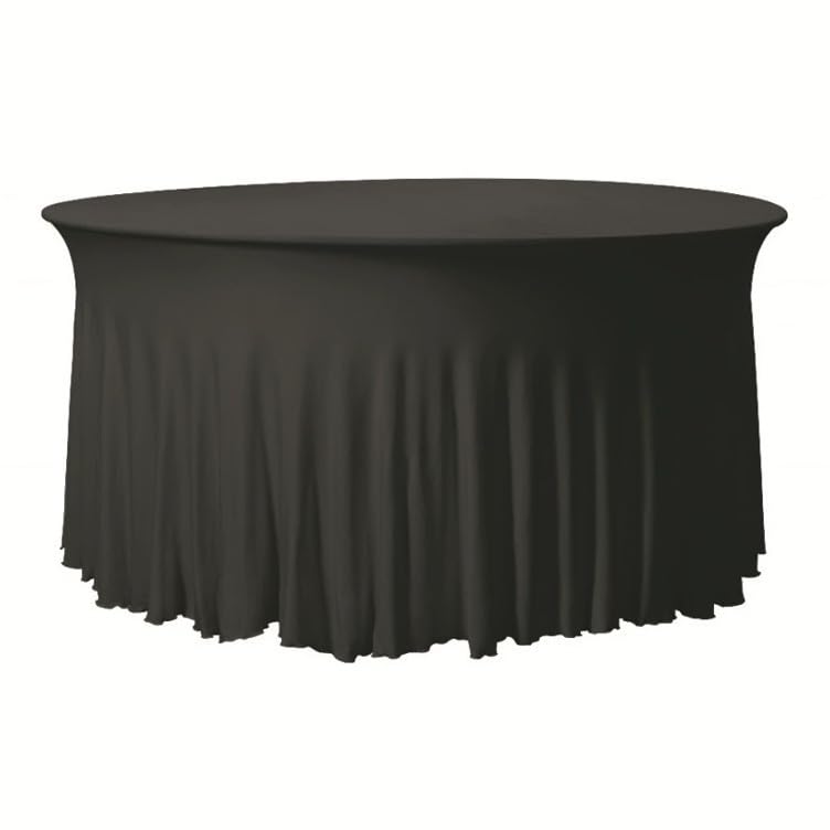 Nappe de table ronde noire housse de table élastique lavable tissu 150cm