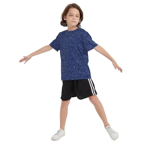 4 Pack Youth Boys Kids T Shirts Quick Dry Short Sleeve Moisture Wicking Tee Shirts Athletic Tops (Age 5-18Y)4