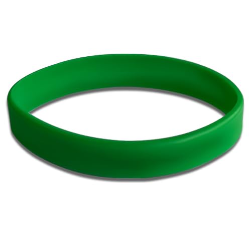School Badges UK Plain Silicone Children Wristbands, Pack of 5 - Multiple Colours (Green)