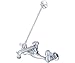 Central Brass 0054-URC-Q Canopy Handles-5-3/4 Rigid Spout with Pail Hook and Top Brace to Wall with Flange-Rough Chrome Finish, 5 3/4"