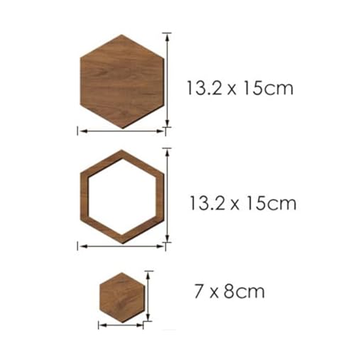 Decoración de pared hexagonal de madera Qury con pegatinas 3D de panal 8