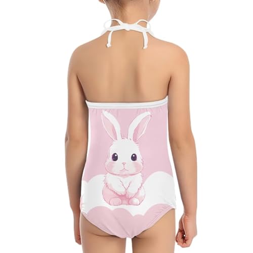 Image of Girls One Piece Swimsuit Beach Bathing Suit Toddler Floral Halter Straps Swimwear for 1-10 Years
