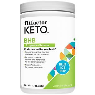 BHB Exogenous Ketones, CarbFree Fuel for Your Brain, Blue Ice Pop (11.7 oz. / 30 Servings) by fitfactor Keto