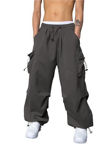 Image of Maniac Mens Solid Side Pockets Mink Nylon Fabric Baggy fit Cargo Pant for Men