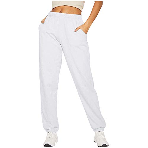 Pantalón de cintura alta para mujer – Pantalón de deporte para mujer, de algodón, de color puro, pantalones de otoño e invierno, pantalones largos para exteriores, pantalones con bolsillos