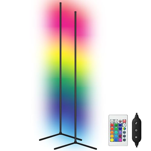 2 Luminária de Chão VentoEco, abajur de chão Tripé com Controle Remoto, Luminaria de Chao RGB com Modo de Música e Sincronização, Luminaria de Piso com Sensibilidade Ajustável ao Som (1.2m)