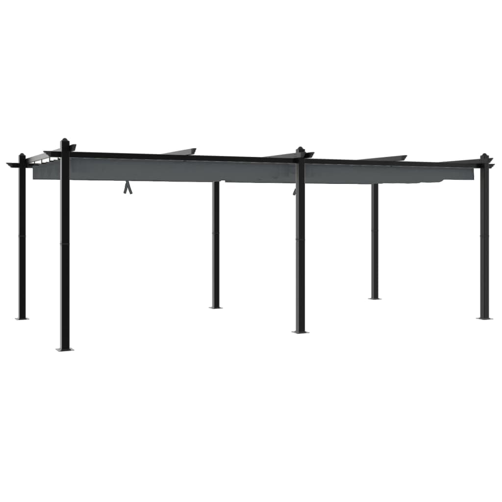 Pergola en aluminium - 3 x 6 m - Avec toit rétractable - Anthracite - Structure stable pour auvent de terrasse - Toit solaire en polyester imperméable avec revêtement PA - Idéal pour le jardin