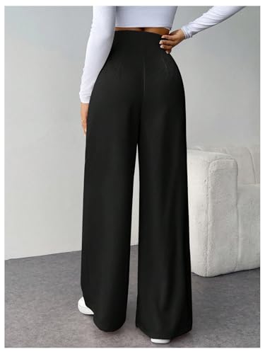 MakeMeChic Women's Wide Leg Pants High Waist Loose Fit Zipper Casual Going Out Trousers2
