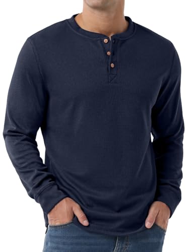 Sailwind Men's Waffle Henley Shirts Long Sleeve Button T-Shirt Casual Stylish Lightweight Pullover Shirt2