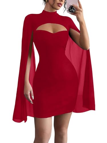 Robe de cocktail à paillettes : tenue chic à col montant et manches longues