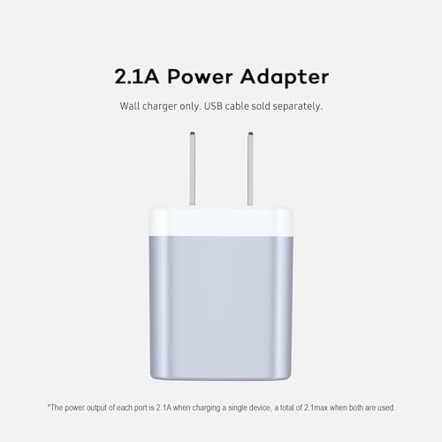 Image of USB Wall Charger, Charger Block, 2.1A Multiport Fast Charge Power Brick | USBA Cube for iPad, iPhone, iPod, Samsung Galaxy Cell Phone Charger Box