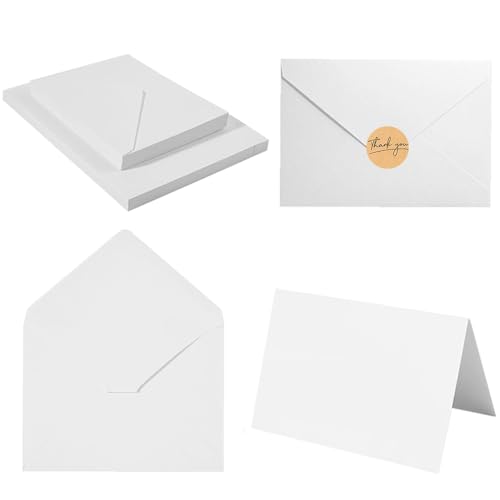 Vekol Blank Cards and Envelopes 4x6 Inch, 20 Pack White Invitation Cardstock with 20Pack Envelopes, Minimalistic Design Thank You Blank Greeting Cards, for All Occasions DIY (20 Pack)