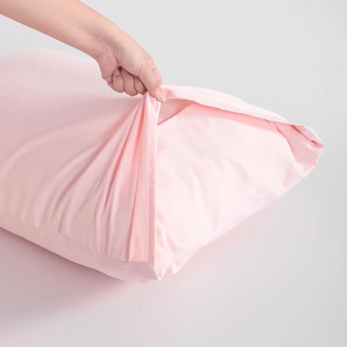 Image of Travel Pillow Case 12x18 Size Pack of 2 Pieces 100% Egyptian Cotton Envelope Closure 500 Thread Count Toddler Pillowcase Fits Up to 12x18, 12x16 or 11x15 Blush Pink