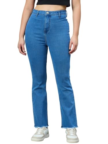 Jean bootcut taille haute bleu moyen de qualité supérieure