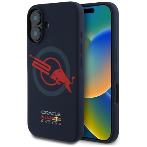 CG MOBILE Red Bull HC Coque en silicone ORBR20 avec logo rouge pour iPhone 16 compatible avec MagSafe Marine