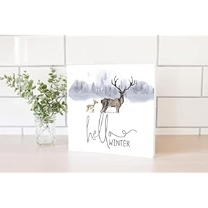 Hello Winter, Simply Said Designs, Wood Block Sign, 10"x10" Freestanding, Shelf or Wall Displayed, Artist Designed Home Décor. Hello Winter Simply Said Designs Wood Block Sign 10×10 Freestanding Shelf or Wall Displayed Artist Designed Home Decor