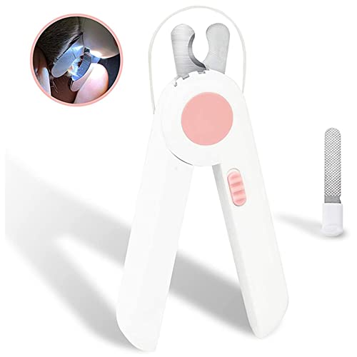 WYFCR Cortauñas Perro y Gatos con Luz LED, Acero Inoxidable Cortador uñas Perro con Deflector Transparente, Evite Cortar los Vasos Sanguíneos Aplicar Las Uñas para Perros, Gatos, Animales (Rosa) Cover