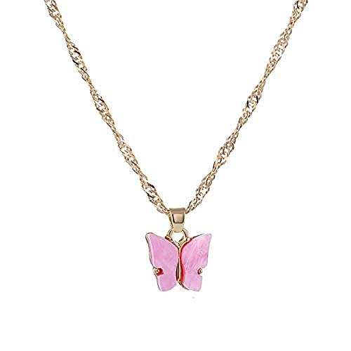 Preisvergleich Produktbild CKAWM Halskette Kurze Halskette Mädchen Roségold Schmetterling Anhänger Halskette Frauen Elegante Süße Schmuck Geschenk