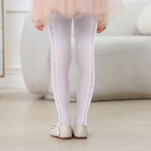 Image of Zando Girls Lace Tights Heart Butterfly Rose Patterned Fishnet Stockings for Toddler Girl Hollow Pantyhose 1T-12 Years