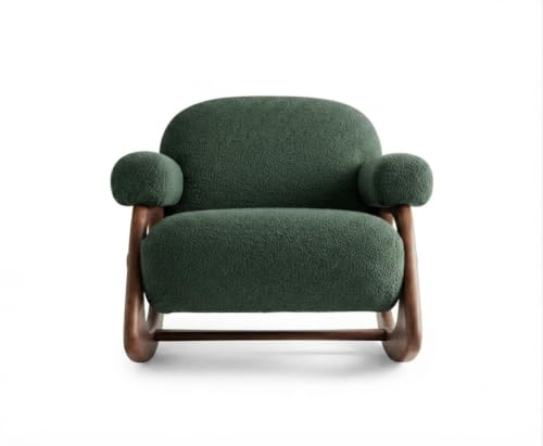 Image of CRAFTCITY Sheesham Wood Elegant Chair /Living Room Chair /Rose Wood Rocking Chair,Pre-Assembled (Swed Green, Rocking Chair Without Footrest)
