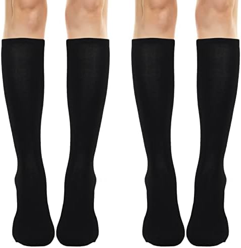 Sibba 2 Pair Womens Cotton High Socks Winter Thermal Boot Top Long Socks Causal Soild Stripe Tube Socks for Ski Snowboarding Hiking