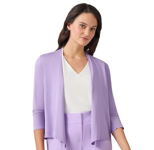 Kasper Women's Self Edge a Line Cardigan 3q Sleeves