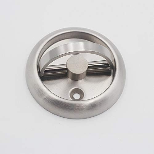 QT Home Decor Round Recessed Door Handle/Deadbolt (No Key)(Standard US Door 1.3-1.7 inch / 35-45mm), NOT for Pocket Doors, Thin Latch with Rounded Edge.